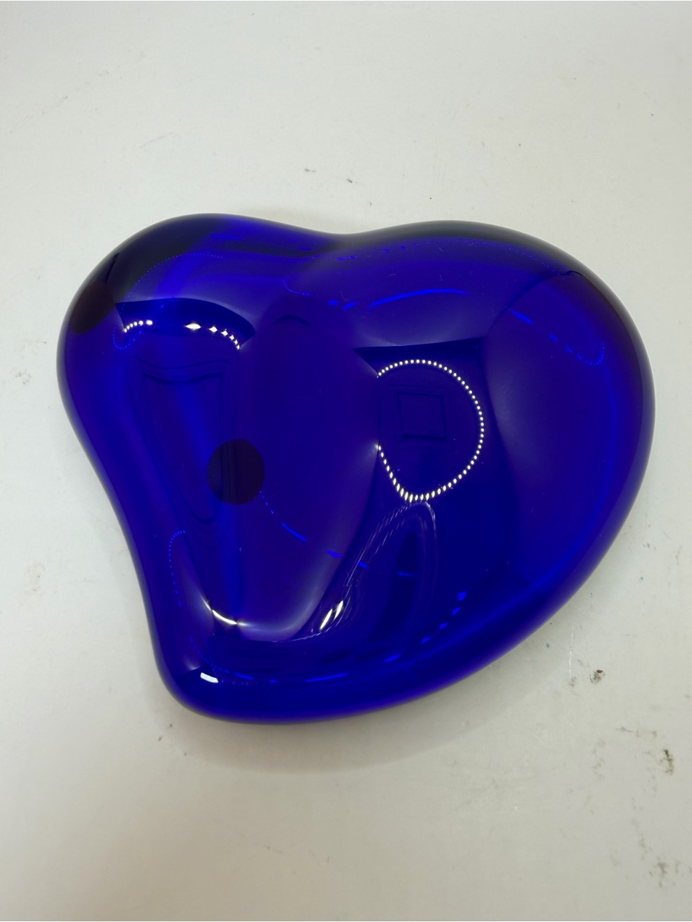 Tiffany & Co. Elsa Peretti. Cobalt Heart Glass Paperweight.